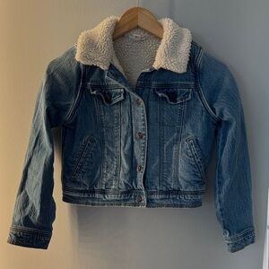 Cat & Jack Girls Blue Denim Jacket with White Sherpa Collar